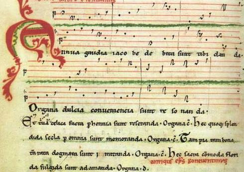 Trecho de música polifônica incluída no Codex Calixtinus
