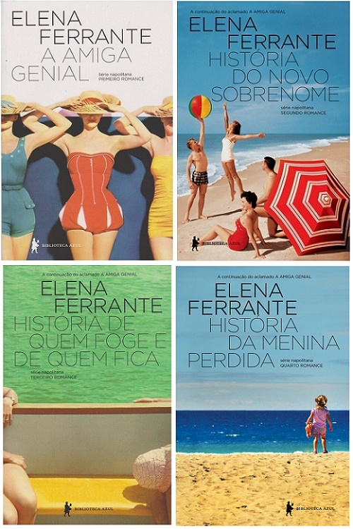 Capa dos livros Série Napolitana, de Elena Ferrante
